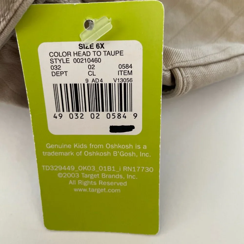 Oshkosh Genuine Kids Girls Cotton Skirt Skort Adjustable Waist Taupe Size 6X NWT